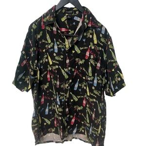 Riscatto Men's Black Wine button down Shirt lightweight wine lovers size Large